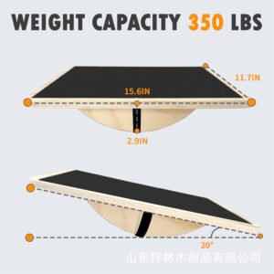 Wooden balance board for standing foot stretches, single-leg balance training, core strength workout, wooden fitness equipment